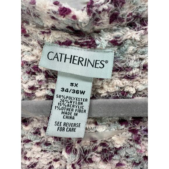 Catherines Women's Knit Purple Pink Open Front Fuzzy Cardigan Size 5X - Picture 9 of 13